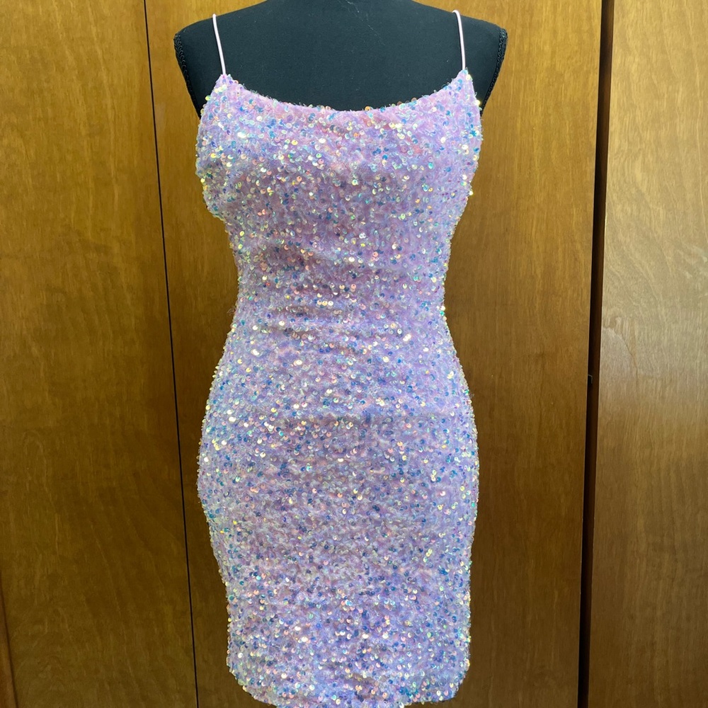 B Darlin Iridescent Sequin Mini Dress